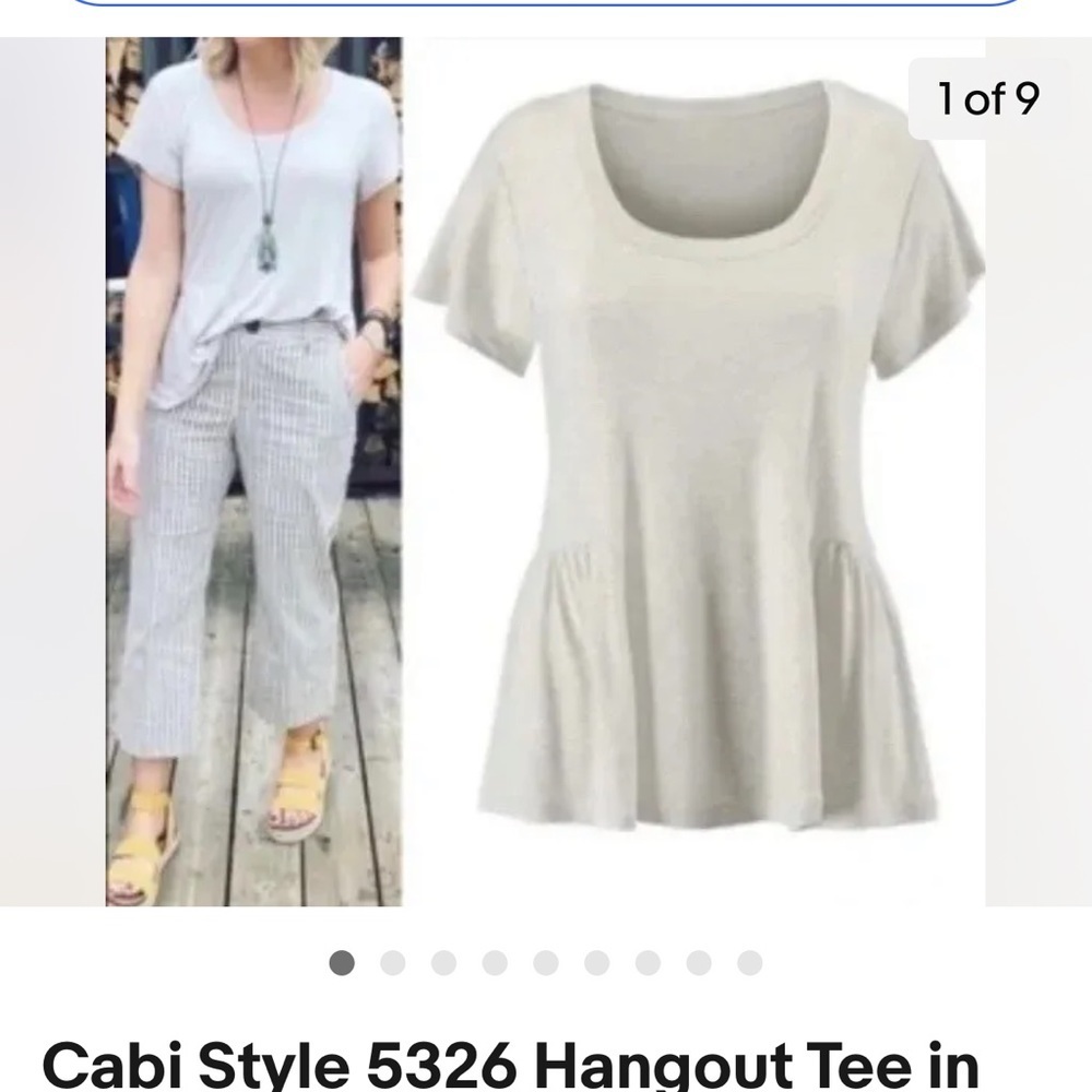 CABI STYLE 5326 HANGOUT TEE IN HEATHERED OATMEAL-MEDIUM - Picture 2 of 5